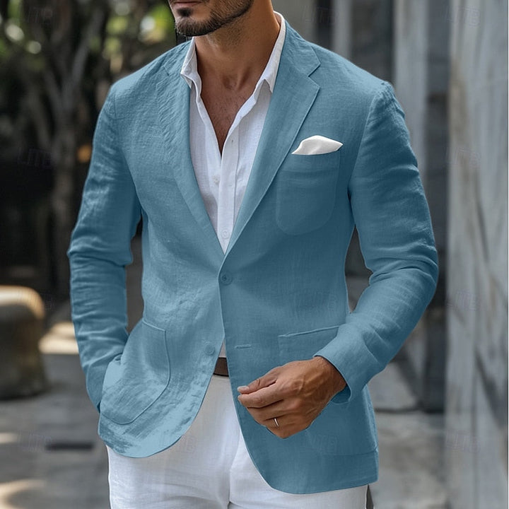 Blazer lin homme été, coupe élégante, tissu léger et respirant.  Parfait pour occasions estivales.