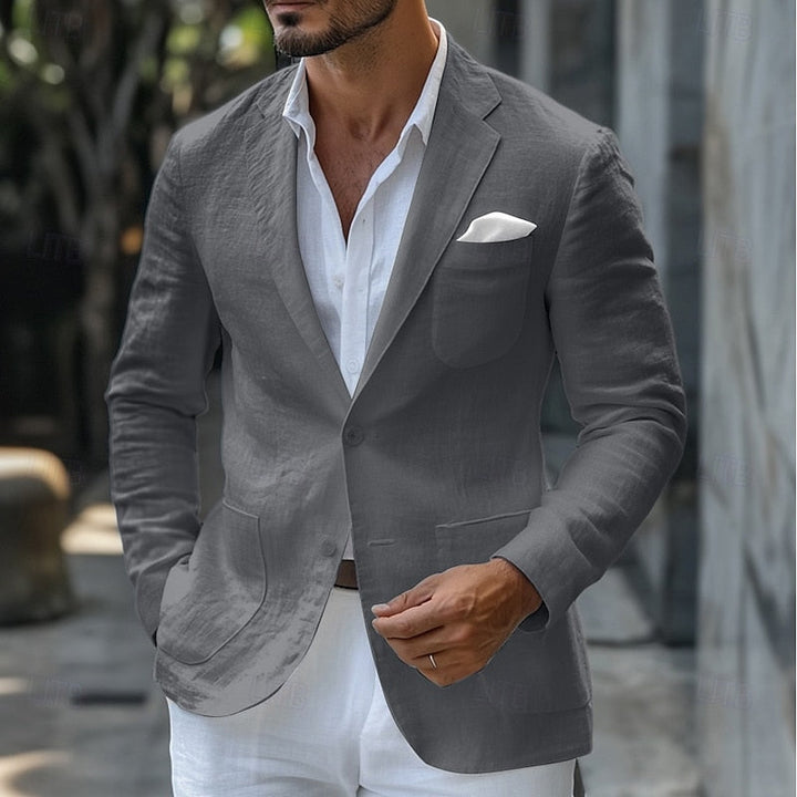 Blazer lin homme été, coupe élégante, tissu léger et respirant.  Parfait pour occasions estivales.