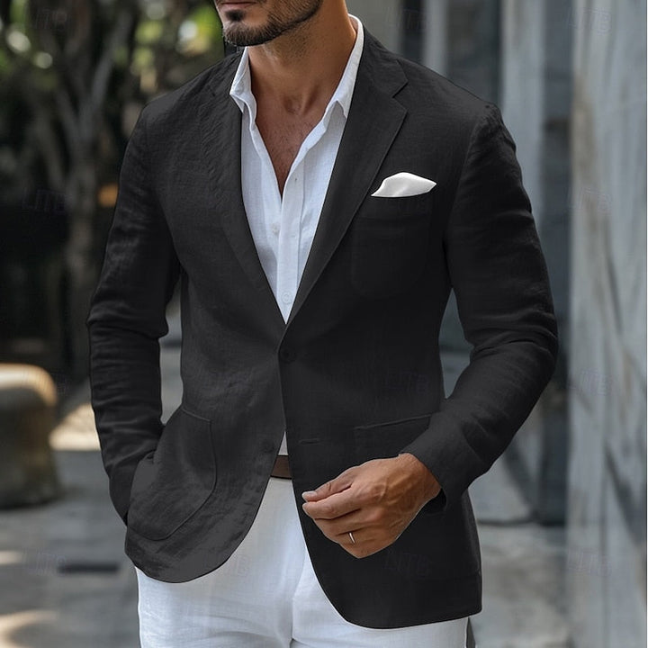 Blazer lin homme été, coupe élégante, tissu léger et respirant.  Parfait pour occasions estivales.