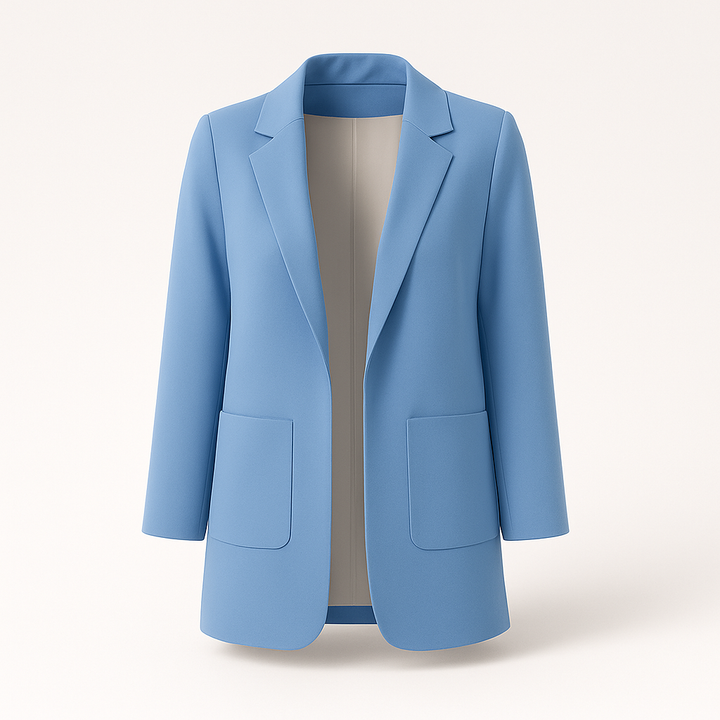 Blazer long femme élégant kaki pour l'automne. Veste chic décontractée, idéale bureau ou sortie.