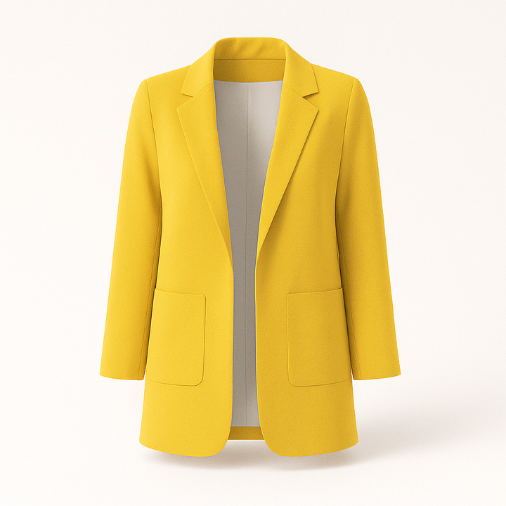 Blazer femme long kaki professionnel pour l'automne. Veste élégante, mode et confortable.