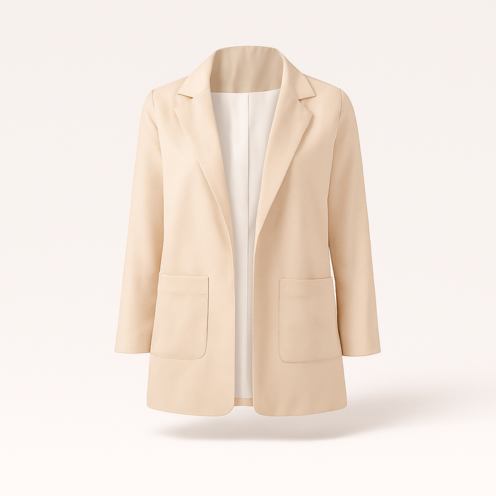 Veste longue femme blazer kaki chic. Parfaite pour un look professionnel ou casual d'automne.
