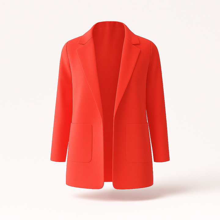 Blazer long femme kaki automne. Veste élégante pour le bureau, ou une tenue de sortie mode.