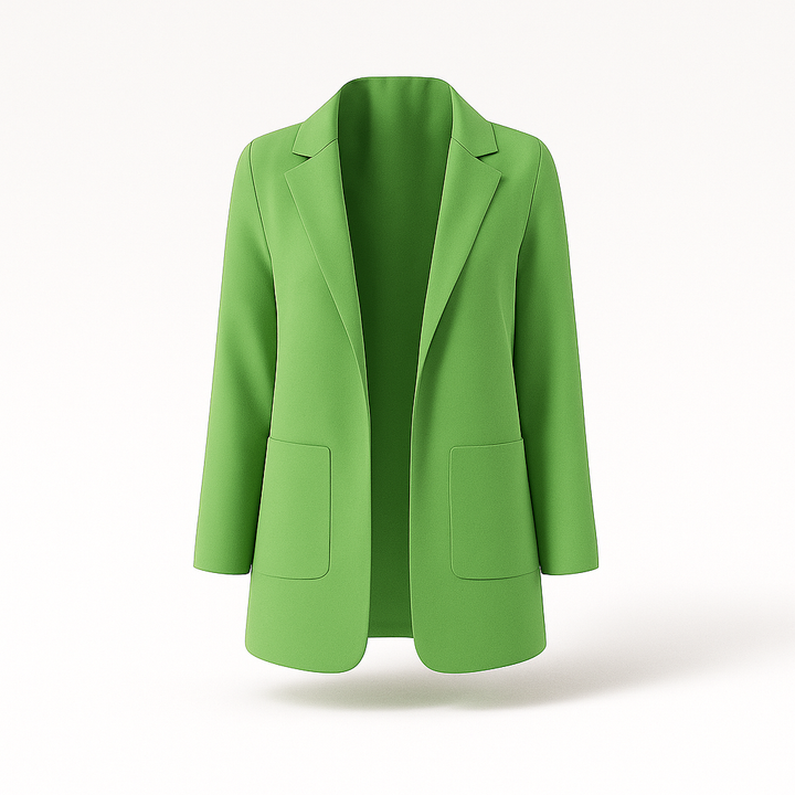 Veste blazer longue femme kaki. Éléments chic, décontracté et professionnel pour l'automne.