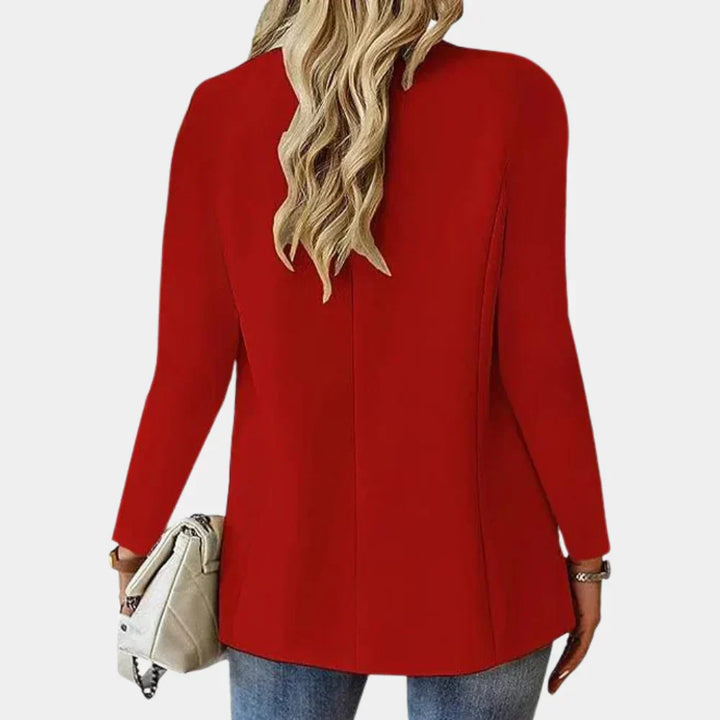Veste tailleur extensible femme, alliant confort moderne et élégance professionnelle, idéale pour toute occasion.