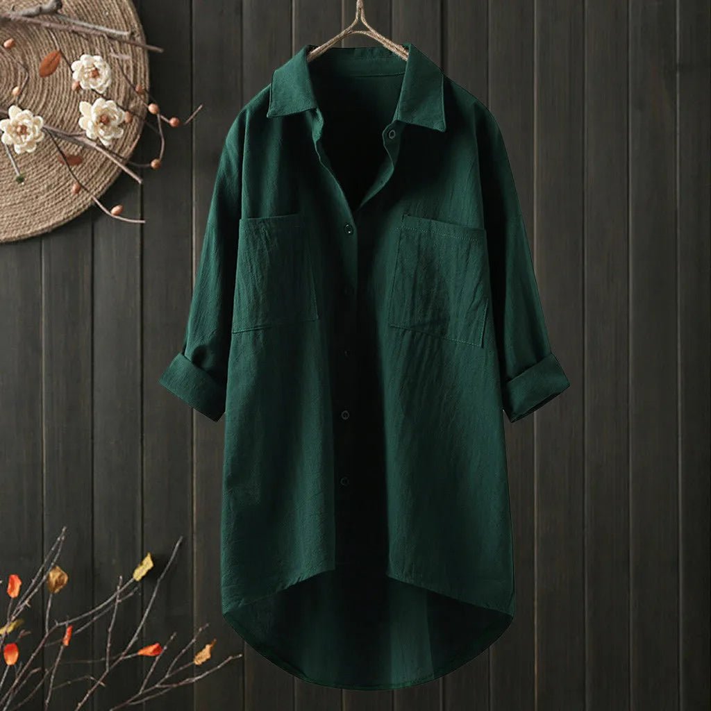 Blouse femme à manches longues, alliant élégance et décontraction, parfaite pour la mode quotidienne.