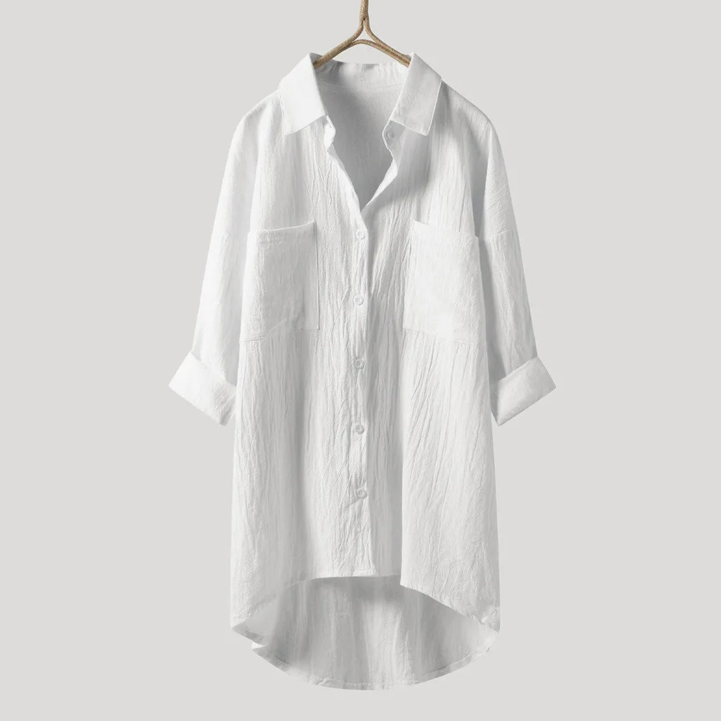 Blouse femme chic décontractée, manches longues, parfaite pour la mode quotidienne, confortable et polyvalente.