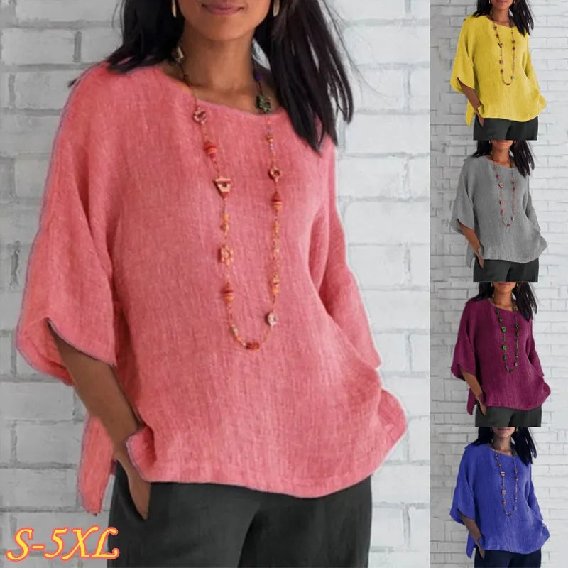 Blouse femme chic et fluide Saori, parfaite pour un look élégant ou décontracté au printemps/été.