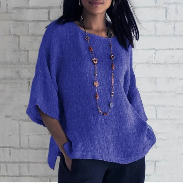 Haut femme élégant Saori, coupe fluide pour printemps-été. Idéal mode féminine chic et confortable.