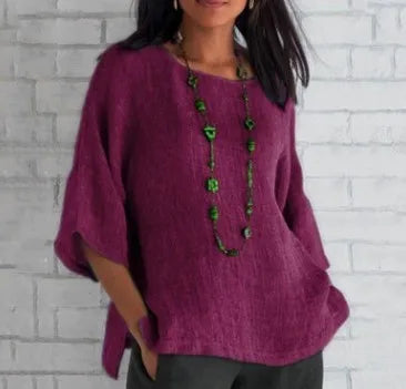 Blouse femme chic fluide Saori, parfaite pour un événement ou un look décontracté élégant. Mode été/printemps.