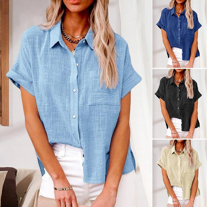 Blouse femme chic et confortable pour le quotidien, manches courtes. Parfaite en été ou au printemps.