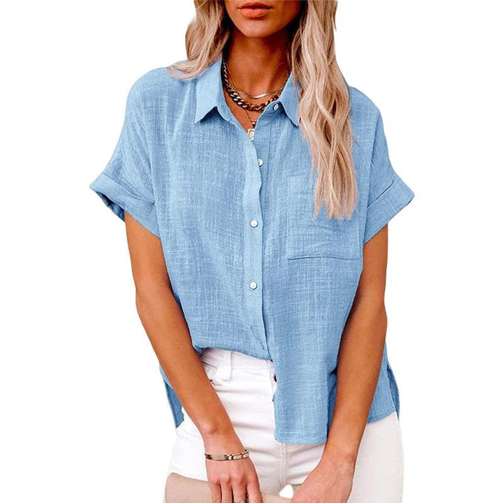 Blouse femme pour le quotidien, manches courtes, confortable et chic. Idéale printemps-été.