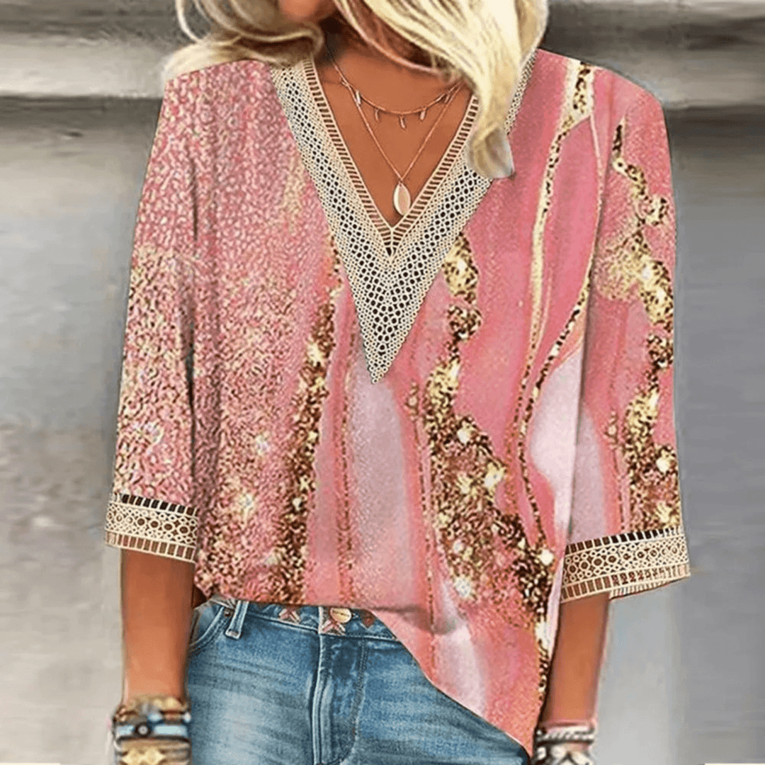 Blouse femme polyvalente à col V, style chic pour la mode féminine du bureau au décontracté.