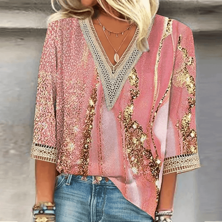 Blouse femme polyvalente à col V, style chic pour la mode féminine du bureau au décontracté.