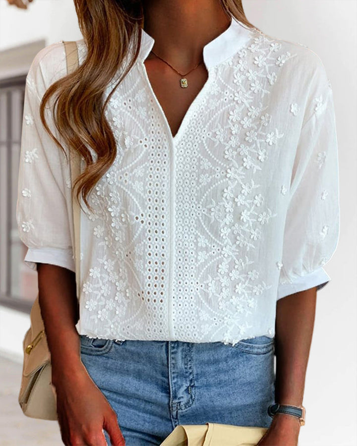 Blouse femme manches bouffantes, chic et élégante.  Haut léger et confortable, idéal pour toutes occasions.