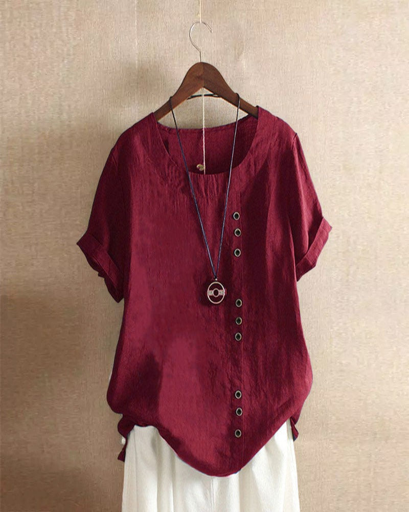 Blouse légère et chic pour femme, boutonnage intégral, manches longues. Confort naturel mode féminine.