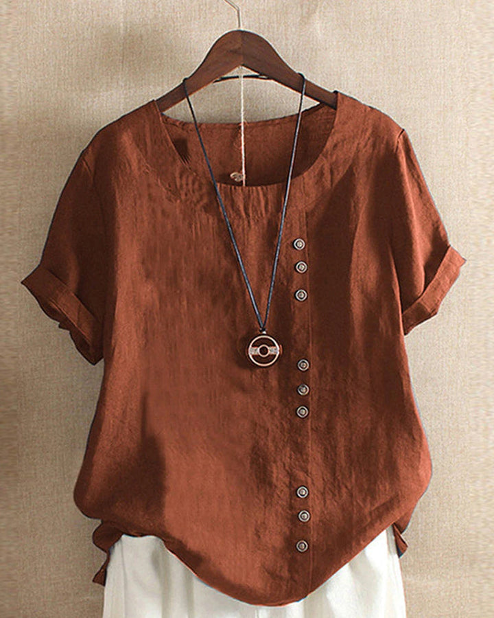 Haut femme fluide et léger, manches longues, idéal pour l'été. Blouse chic boutonnée.
