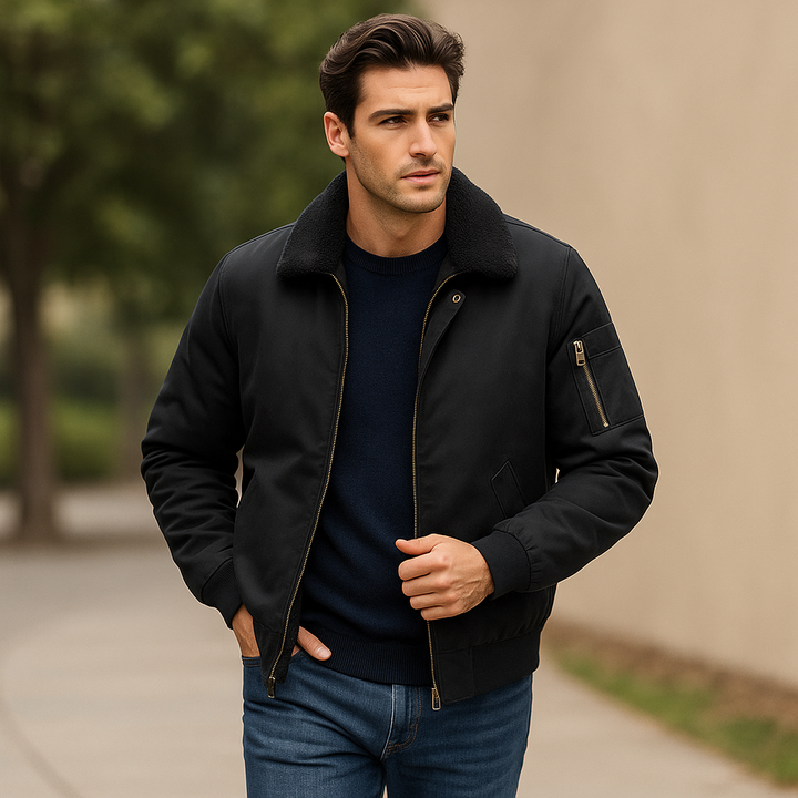 Veste homme bombardier chaude et décontractée, look chic urbain, idéale pour les vêtements d'automne, homme.