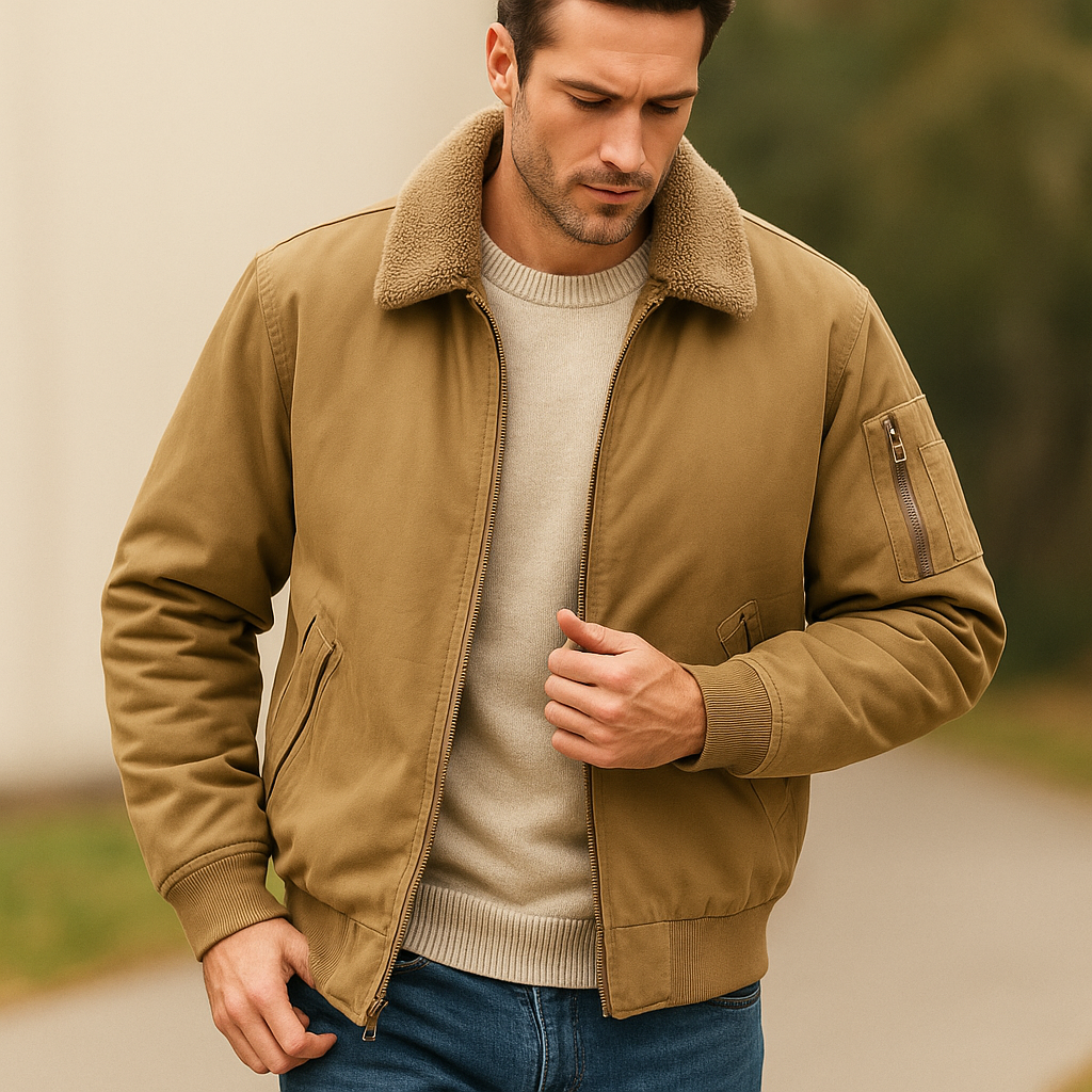 Blouson aviateur pour homme, couleur tendance, confortable et élégant, un essentiel pour le style masculin.