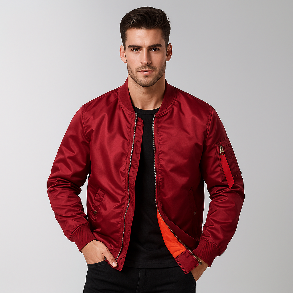 Outerwear blouson homme bombardier, nouveauté élégante, parfait pour un look urbain et tendance en automne.