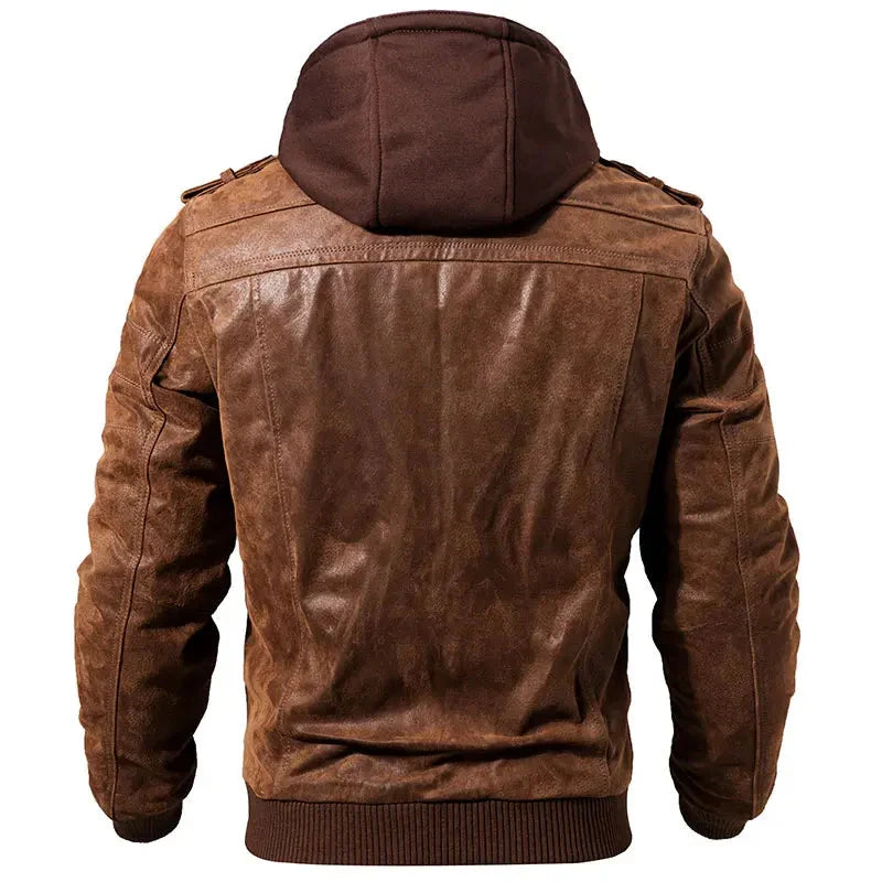 Veste en cuir pour hommes, blouson marron élégant offrant un style intemporel et confortable.