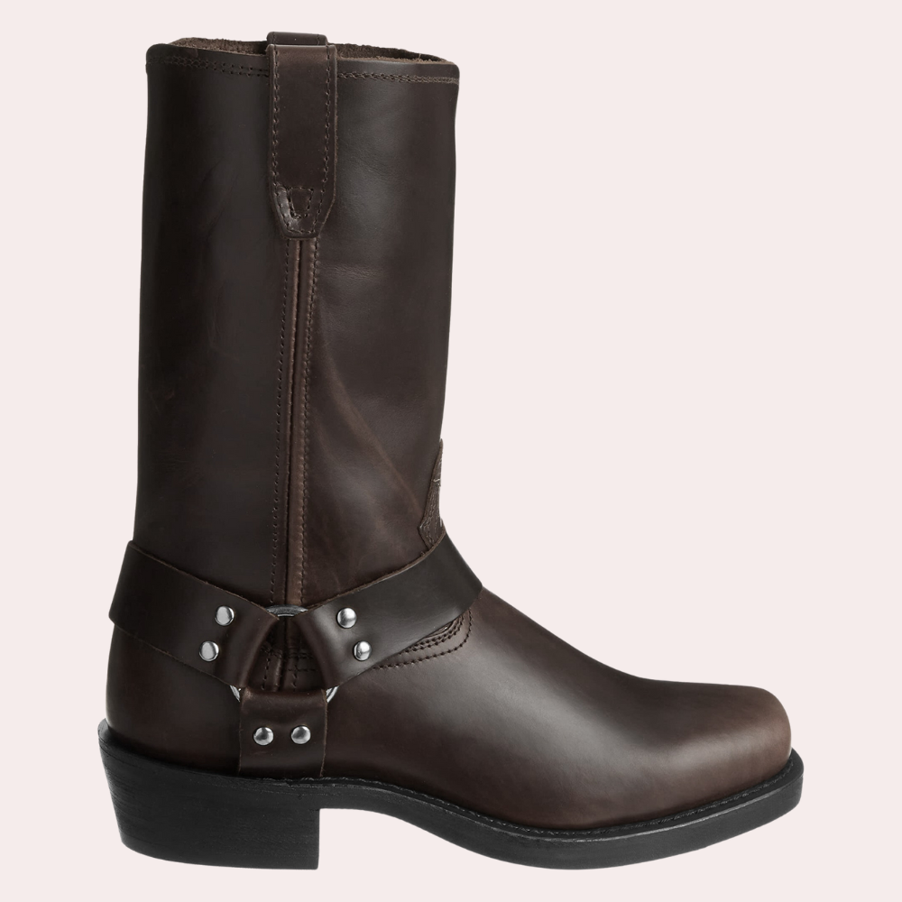 Bottes cowboy homme en cuir marron. Style western,  design classique et robuste.