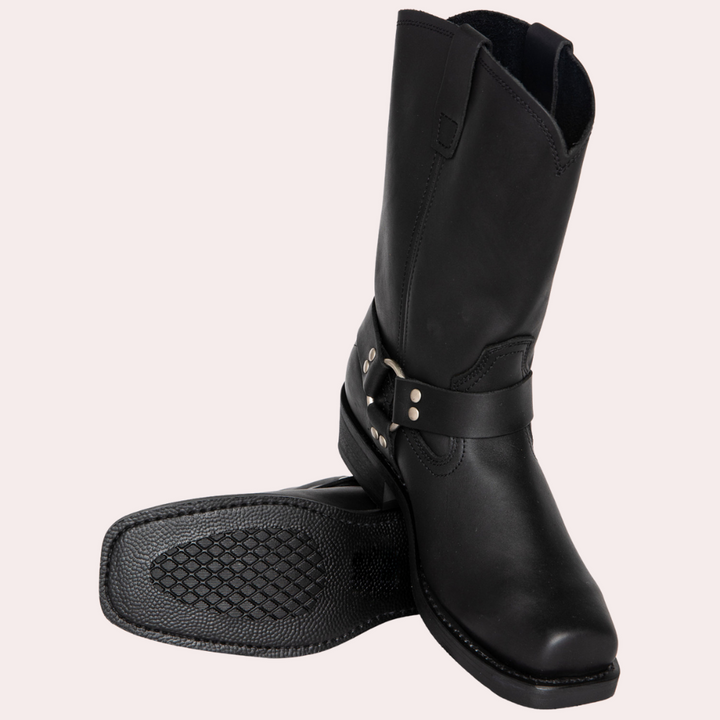 Bottes cowboy homme en cuir marron. Style western,  design classique et robuste.