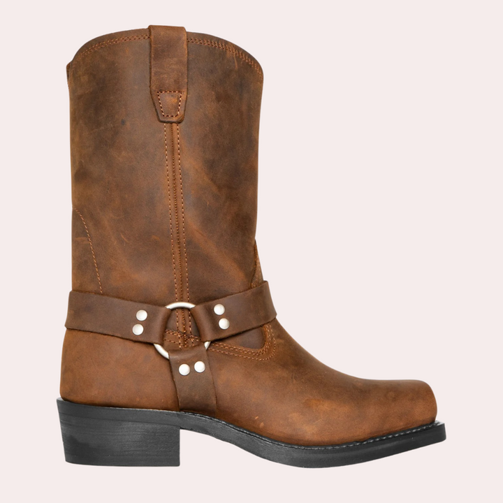 Bottes cowboy homme en cuir, style robuste.  Pointures 39 à 44.