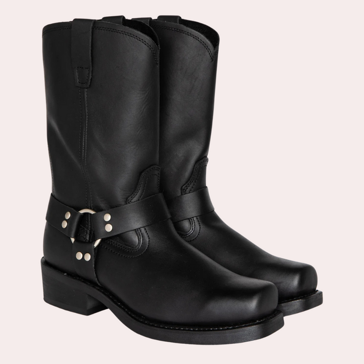Bottes cowboy homme en cuir, style robuste.  Pointures 39 à 44.