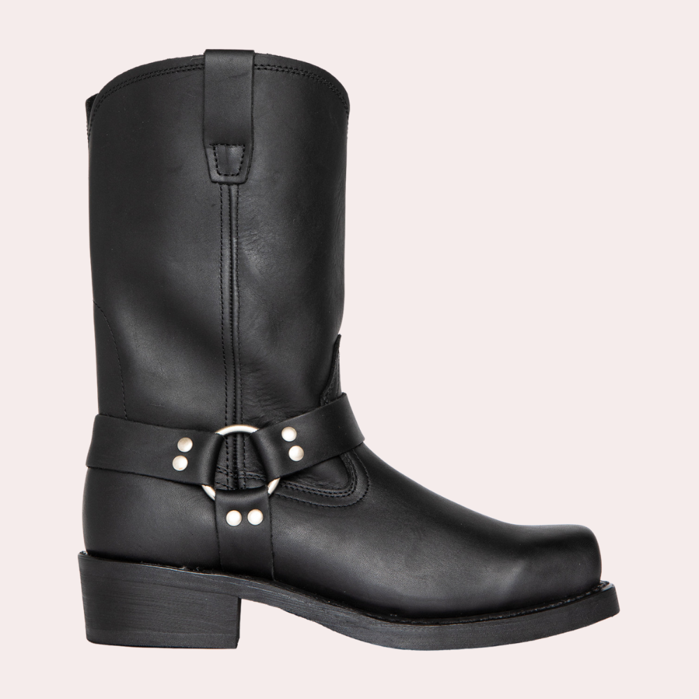 Bottes cowboy homme en cuir, style robuste.  Pointures 39 à 44.