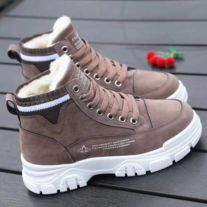 Bottes d'hiver chaudes en coton pour femme, semelles épaisses confortables et douillettes.
