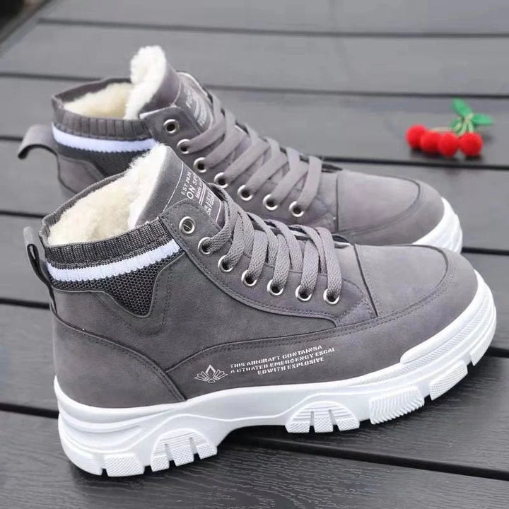 Bottes d'hiver noires femme, coton, semelles épaisses antidérapantes, idéales pour le froid.