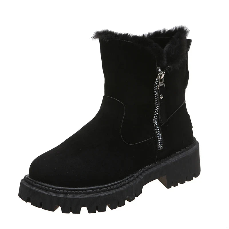 Bottes hiver femme fourrées, suédine douce, chaudes et ultra confortables pour marche ou neige.