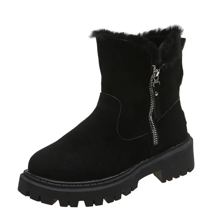 Bottes hiver femme fourrées, suédine douce, chaudes et ultra confortables pour marche ou neige.