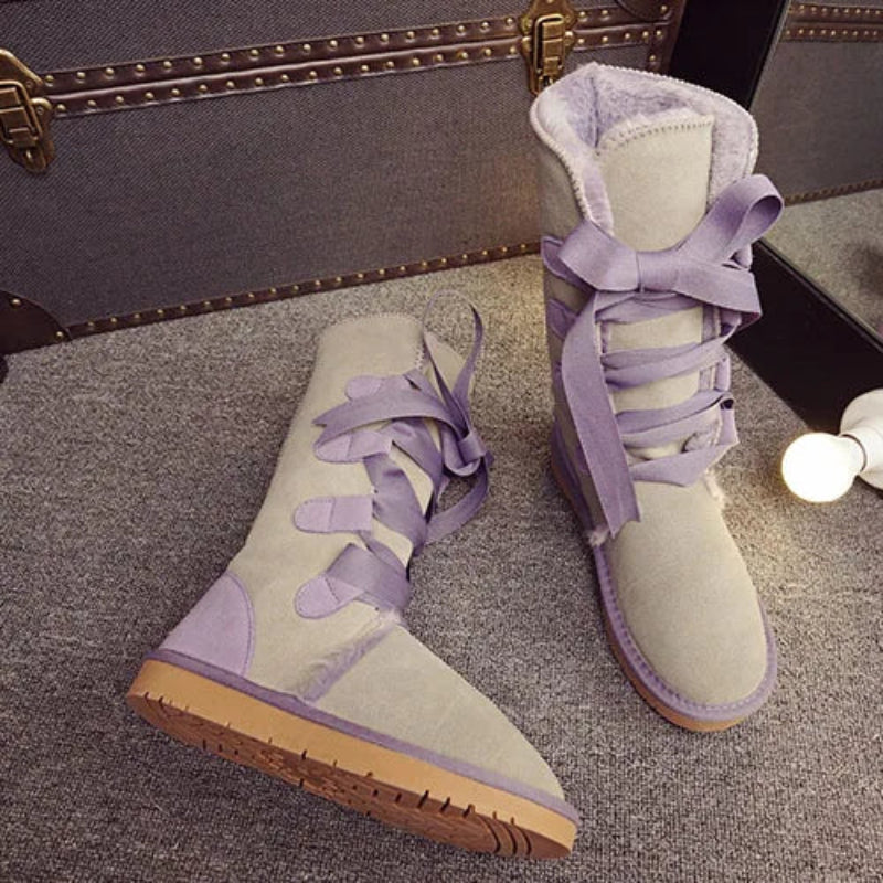Bottes d'hiver femme doublées, chaudes et confortables, avec un design élégant pour la saison froide.