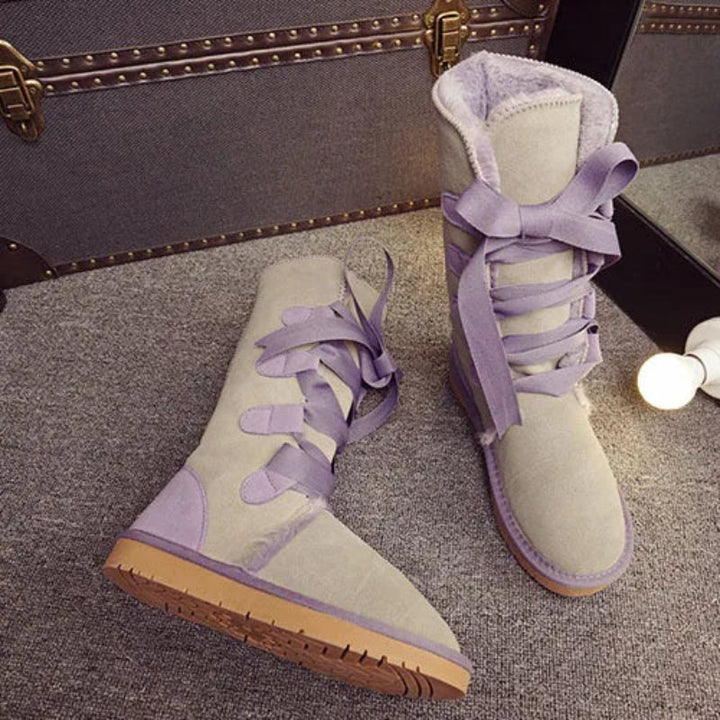 Bottes d'hiver femme doublées, chaudes et confortables, avec un design élégant pour la saison froide.