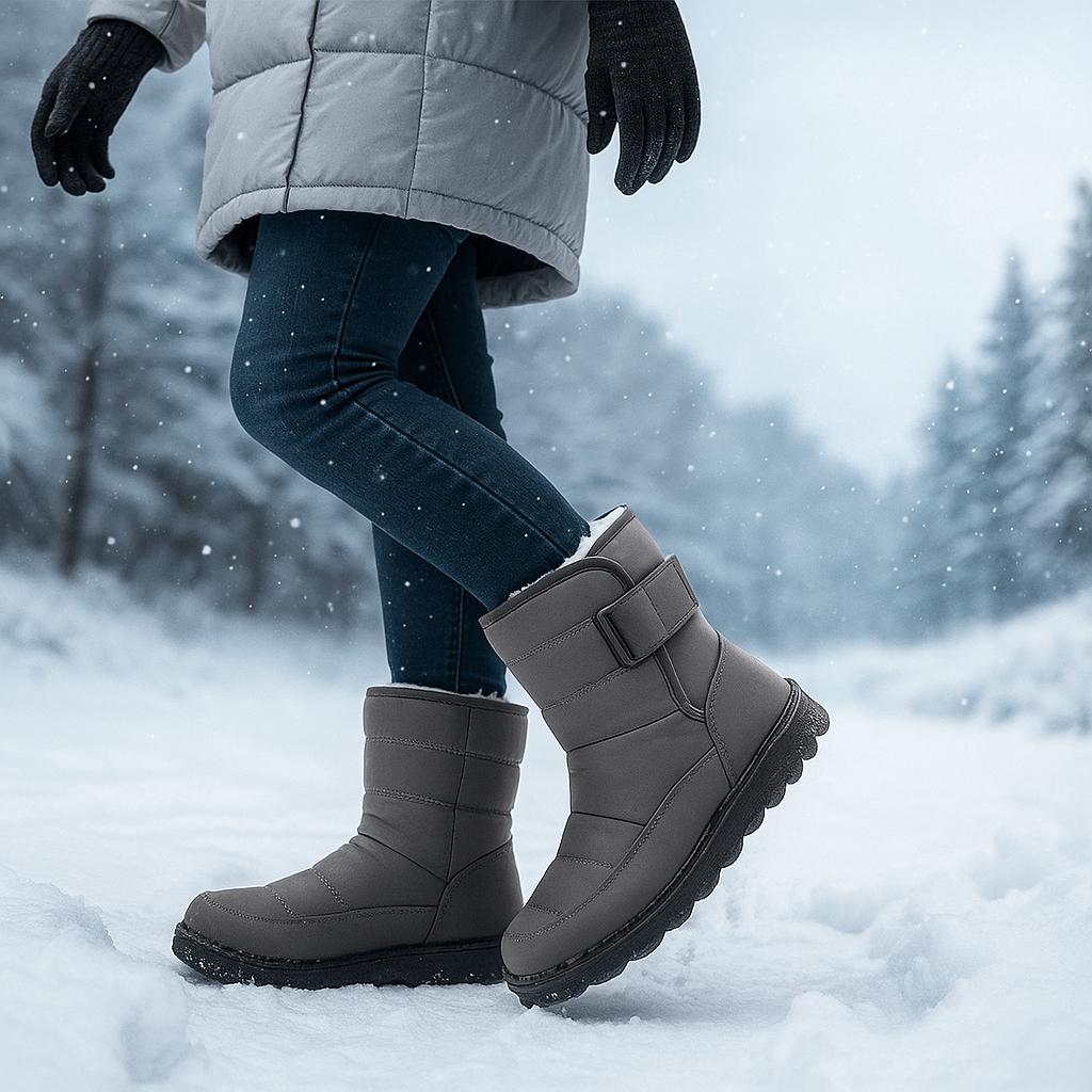 Bottes femme antidérapantes pour la neige, alliant chaleur, confort et un design moderne pour l'hiver.