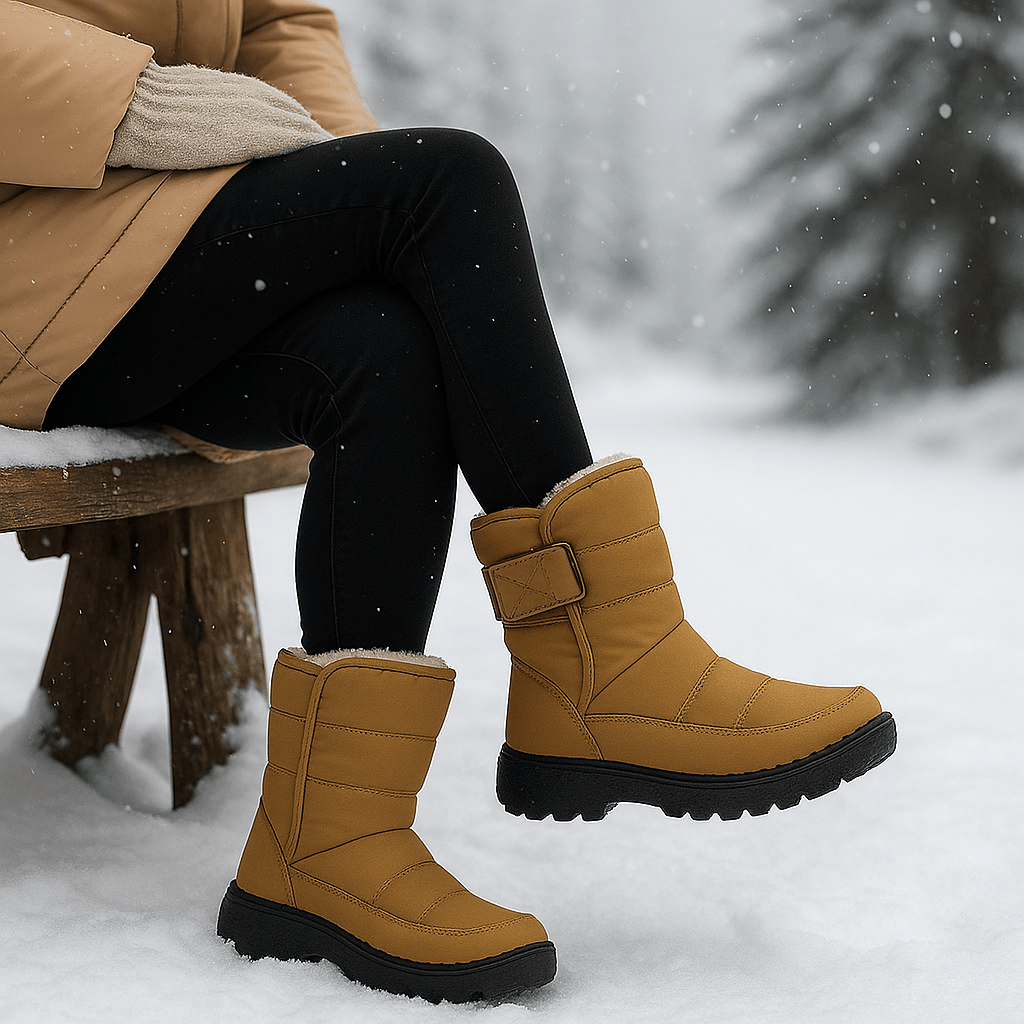 Chaussures d'hiver femme tendance, imperméables et chaudes, conçues pour le confort et la mode par temps froid.