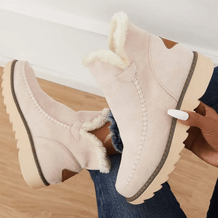 Bottes d'hiver femme noires, chaudes et antidérapantes pour la neige, confortables avec doublure douce.