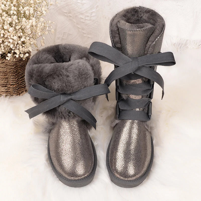 Bottes d'hiver hautes pour femme, chaudes, imperméables et robustes, parfaites pour la neige et le froid extrême.