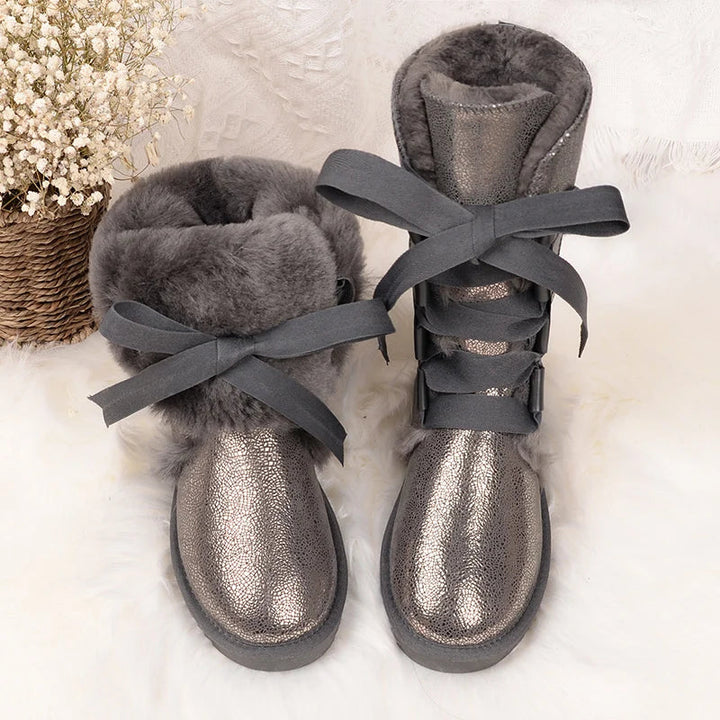 Bottes d'hiver hautes pour femme, chaudes, imperméables et robustes, parfaites pour la neige et le froid extrême.
