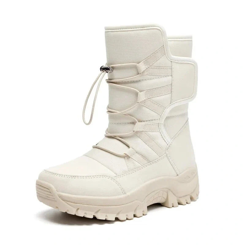 Bottes d'hiver hautes pour femmes, chaudes et imperméables, parfaites pour la neige et le froid intense.