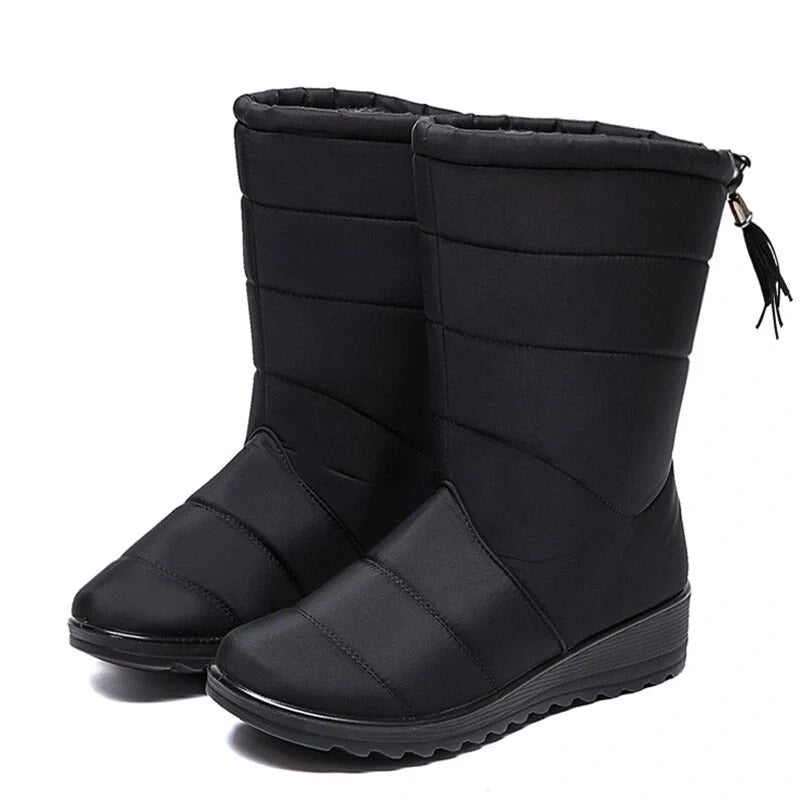 Bottes d'hiver chaudes pour femmes, design haut, antidérapantes et résistantes à l'eau.