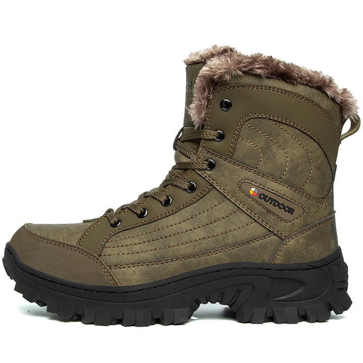 Bottes d'hiver imperméables et chaudes pour hommes, idéales pour la neige et la randonnée.