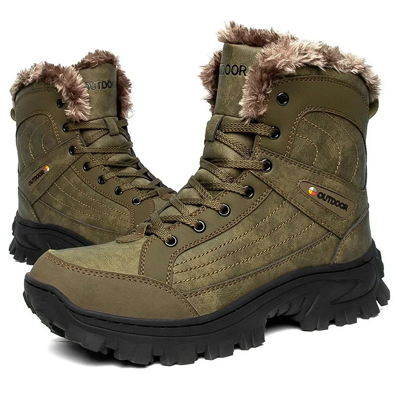 Bottes hiver homme fourrées, imperméables, avec semelle antidérapante pour la neige et le froid.