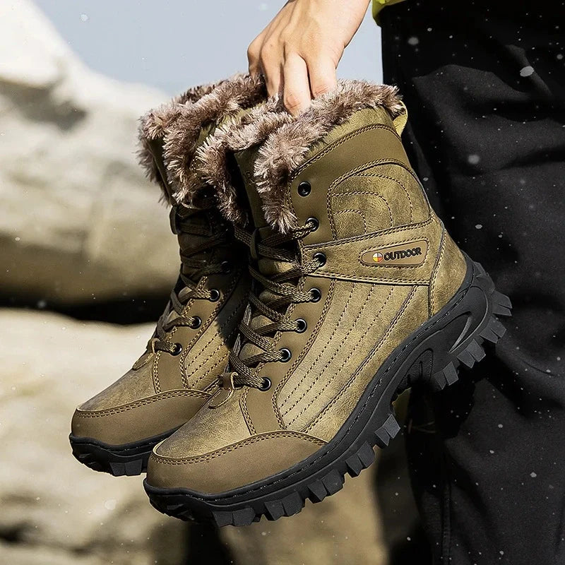 Bottes d'hiver élégantes pour hommes, imperméables et chaudes, parfaites pour le froid extrême.