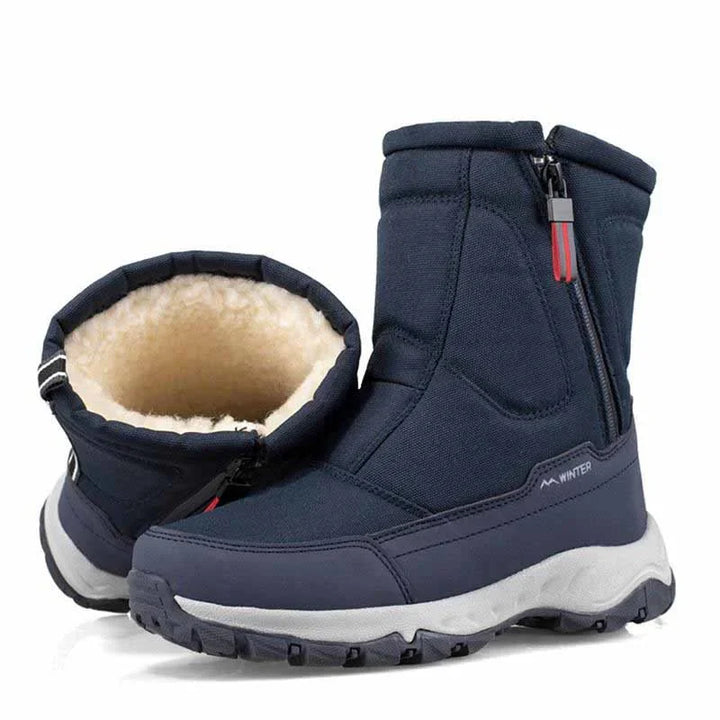 Bottes d'hiver imperméables pour homme/femme, assurant chaleur et adhérence sur terrains enneigés.