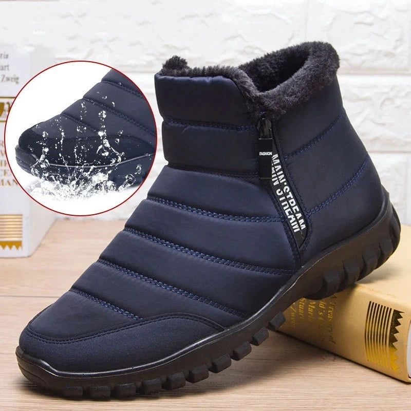 Chaussures neige chaudes pour homme/femme, bottes hiver confortables avec fourrure, idéales contre le froid.