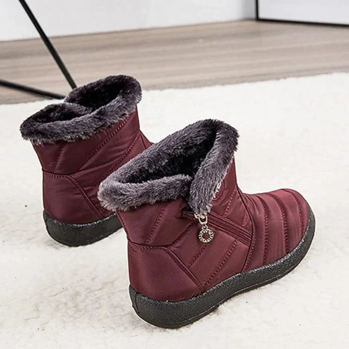 Bottes chaudes matelassées A&B™ pour femmes, imperméables et confortables avec fourrure, idéales pour l'hiver.