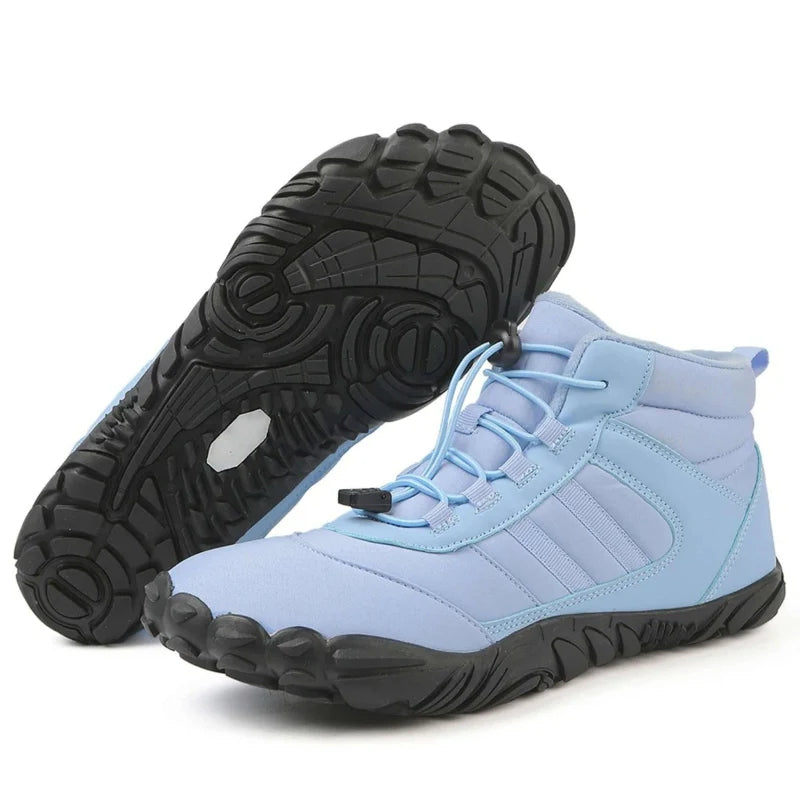 Chaussures d'hiver pieds nus chaudes et imperméables, parfaites pour hommes et femmes en neige et froid extérieur.